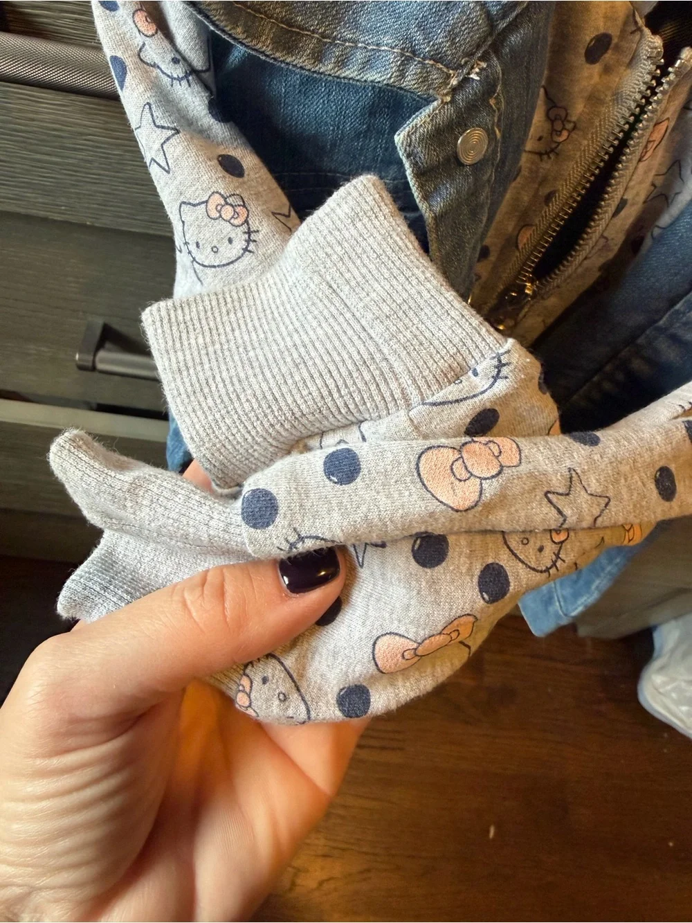 Hello Kitty By Sanrio Blue Denim Jacket with Pink Accents Size 4 Like New
